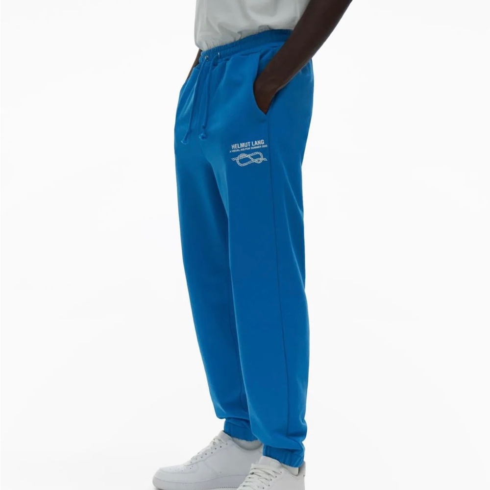 Helmut Lang Knot Logo French Terry Jogger Sweatpants Blue Size M - Picture 6 of 11